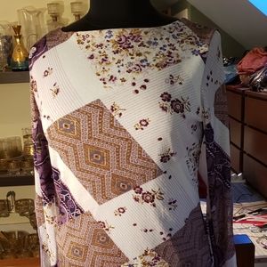 Ninty Womens Long Sleeve Purple Pattern Top